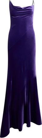 Philosophy di Lorenzo Serafini Lange fluwelen jurk - Dames - Avondkleed - Paars - S - Polyester - Kleedjes