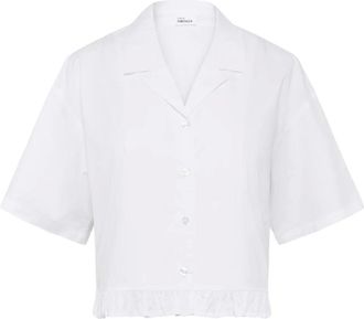 Karen by Simonsen Overhemden, Dames, Wit, 2Xl, Katoen, Vrouwelijk wit overhemd met V-hals