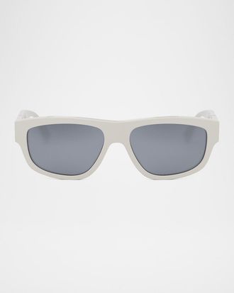Fendi Mens Fendi Diagonal Acetate Rectangle Sunglasses