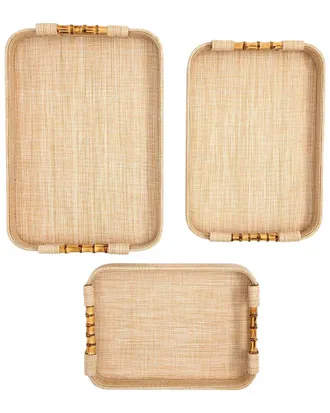 Tozai Home Home Set Of 3 Grass Rectangle Trays