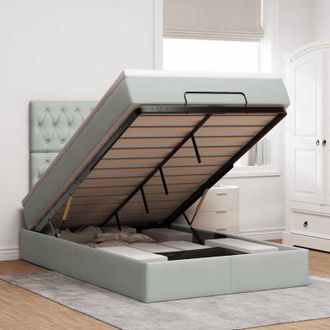 vidaXL Vidaxl - Estructura Cama Otomana Colchones Gris Claro 120x200cm