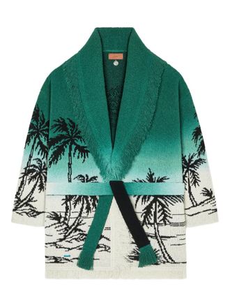 Alanui Wave Bloom fringed cardi-coat - Green