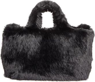 Stand Studio Livi Faux Fur Tote in Black at Nordstrom