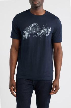BOSS Thompson Embossed Logo Graphic T-Shirt in Dark Blue at Nordstrom, Size Xx-Large