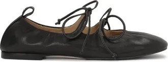 Kazar Zwarte ballerinas vastgebonden met een string - Dames - Ballerinas - Zwart - 36 EU - Leer - Schoenen