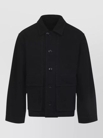 Christophe Lemaire collared boxy jacket front pockets stitching