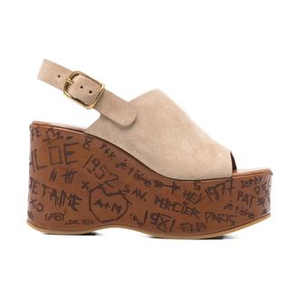 Chlo&eacute; Schoenen, Dames, Beige, 35 EU, Leer, Maxime Wedge Sandal