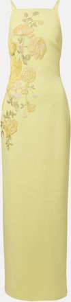 Elie Saab Embroidered halterneck cady maxi dress