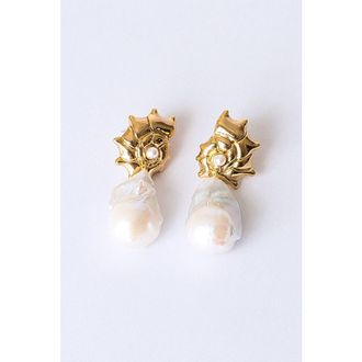 Classicharms Leah Seashell Freshwater Baroque Pearl Drop Earrings in Gold at Nordstrom