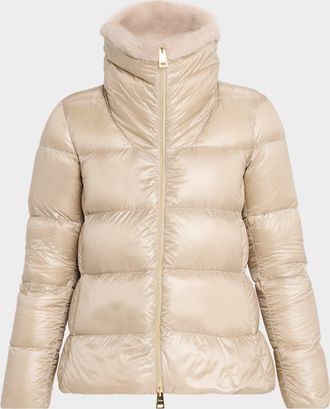 Herno Ultralight Nylon Down Jacket with Alternative Fur