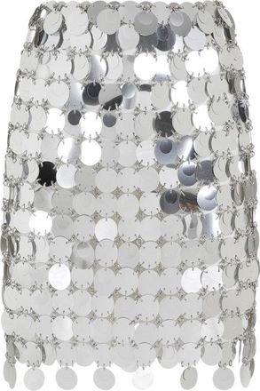 Paco Rabanne Round Sequin Silver Polyester Mini Skirt