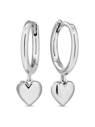 Devata Heart Hoop Earrings in Rhodium Plated Sterling Silver at Nordstrom