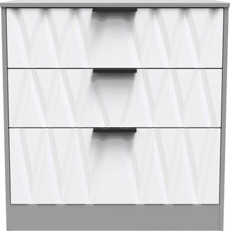 Welcome Furniture Calgary Ready Assembled 3 Drawer Deep Chest in White Matt & Dusk Grey - Welcome Furniture | TJ Hughes