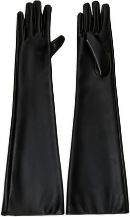 Twin-Set long leather-effect gloves - Black