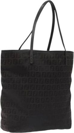 Fendi Pre-owned Tote Bags, female, Black, Size: ONE SIZE Pre-owned Canvas Tote Bag