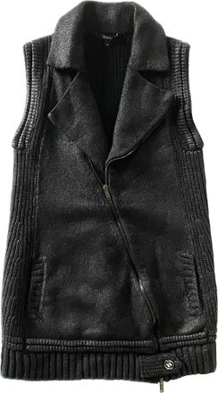 Gucci Black Metallic Knitted Biker Gilet Size M