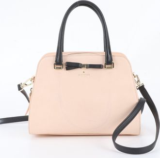 Kate Spade New York Black Light Pink Leather Handbag Shoulder Bag Tote Bag (Pre-Owned)