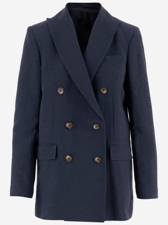 F.it Zweireihige Jacke aus Viskose und Leinen