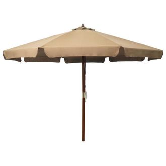 vidaXL Sombrilla De Jard&iacute;n Con Palo De Madera Gris Topo 330 Cm Vidaxl