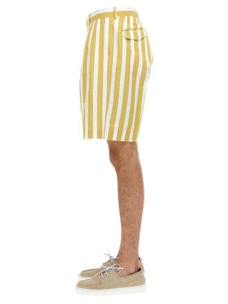Paul Smith Deckchair Stripe Cotton Linen Bermuda Shorts - Yellow