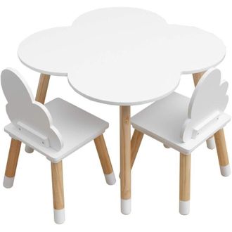 Mobili Rebecca Mobili Rebecca - Rebecca Mobili Juego De Mesa Y 2 Sillas Para Ni&ntilde;os Mesa De Madera Blanca Para Ni&ntilde;os Juegos De Mesa