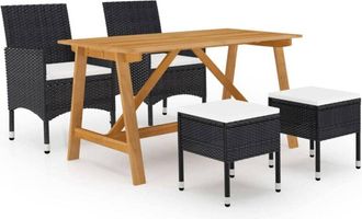 vidaXL Juego De Comedor De Jard&iacute;n De 5 Piezas Negro Vidaxl