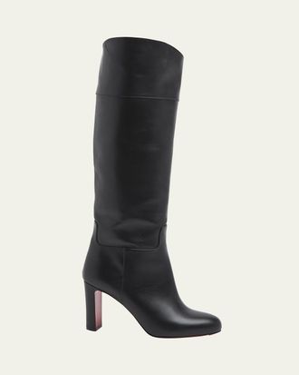 Christian Louboutin Loo Leather Red Sole Knee Boots