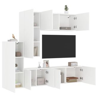 vidaXL Muebles De Tv De Pared 5 Piezas Madera De Ingenier&iacute;a Blanco Vidaxl
