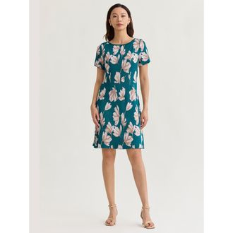 Misook A-Line Floral Soft Knit Dress in Spruce at Nordstrom, Size Xx-Large