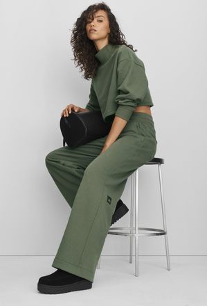Alo | Serenity Wide Leg Sweatpant in Bamboo Green, Size: Medium