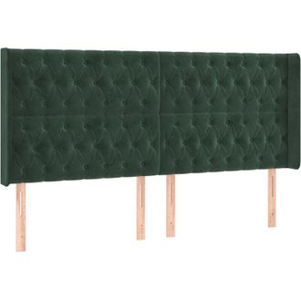 vidaXL Cabecero Con Orejas De Terciopelo Verde Oscuro 183x16x118/128cm Vidaxl