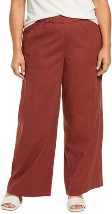 Wit & Wisdom High Waist Stretch Linen Blend Pants in Burnt Henna at Nordstrom Rack, Size 1X