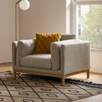 Castlery White Armchair, Natural Leg | Owen by Castlery