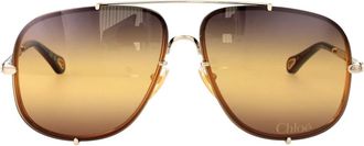 Chlo&eacute; Aviator Zonnebril - Dames - Accessoires - Geel - Maat: 62 MM