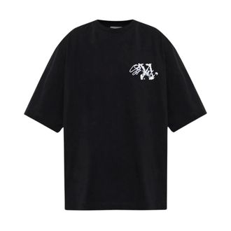 Off-white Tops, Heren, Zwart, S, Katoen, Graffiti Logo Katoenen T-shirt