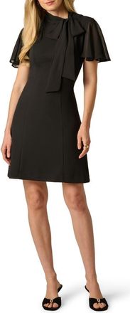 Adrianna Papell Crepe & Chiffon Dress in Black at Nordstrom, Size 10