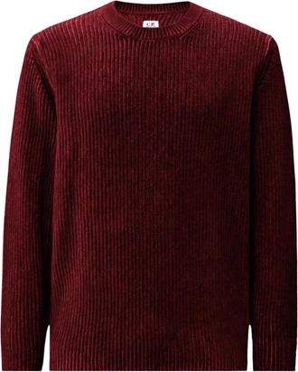 C.P. Company Cotton Chenille Crewneck Sweater - Heren - Ronde hals truien - Rood - L - Katoen - Truien & Vesten