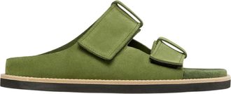 Ann Mashburn Womens Hope Slide Sandals In Green Suede
