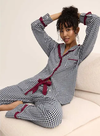 Damson Madder Womens Antonia ruffled trim patterned pyjama set