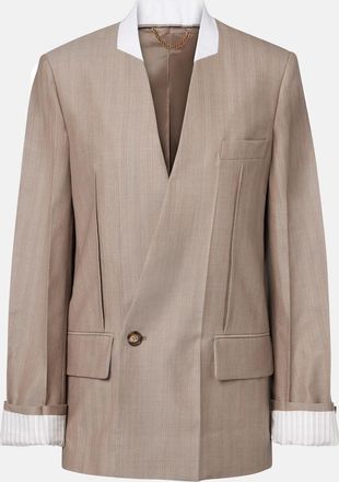 Victoria Beckham Herringbone virgin wool blazer