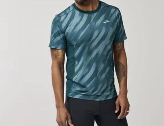 Brooks Atmosphere Short Sleeve 3.0 T-Shirt In Ultra Print/deep Sea