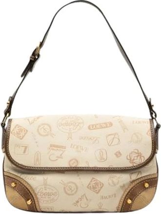 Loewe Pre-owned Shoulder Bags, female, Beige, Size: ONE SIZE Pre-owned Canvas Shoulder Bag