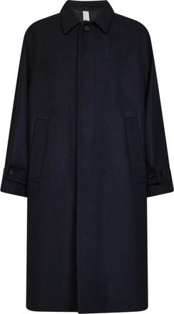 Hev&ograve; Heren, Mantels, Blauw, Maat: L Wol