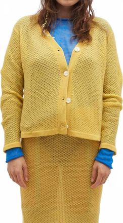 The Elder Statesman Tangled Stitch Cardigan In Sunbeam