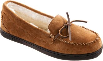 Isotoner Suede Faux Shearling Line Slipper in Tan at Nordstrom Rack, Size X-Large