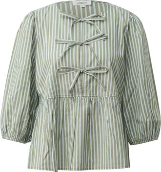 s.Oliver Schlupfbluse S.OLIVER, Damen, Gr. 36, gr&uuml;n stripes, Web, Obermaterial: 52% Polyester, 48% Viskose, gestreift, regular fit normal, Rundhals, elastische
