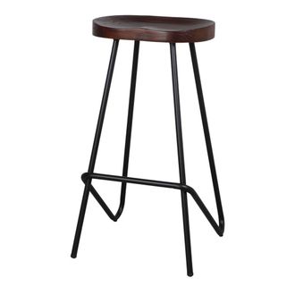 MisterWils Taburete Alto De Metal Y Madera Quincy - Negro - 77x42x43