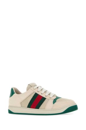 Gucci Mens Ivory Mesh And Suede Screener Sneakers Wswsemevrvwseme T Polyester