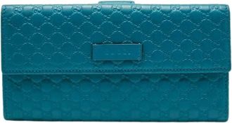 Gucci Pre-owned Continental Portemonnee - Dames - Vintage Accessoires - Blauw - ONE Size - Leer - Vintage