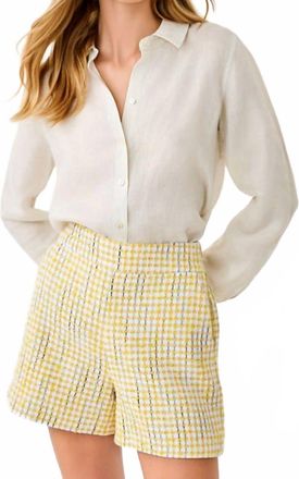 Lilly Pulitzer Sea View Metallic Button Blouse In Gold Foiled Coconut